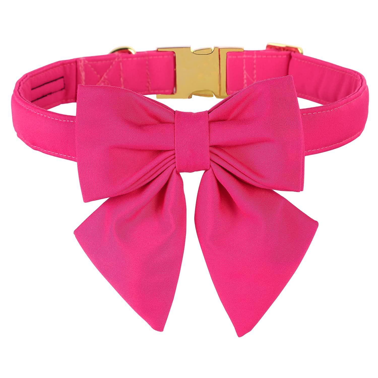 Unique style paws Cotton Dog Collar with Bowtie, Durable and Comfortable Collar in 12 Solid Colors, Bow Tie Adjustable Collar for Small Dogs Puppies and Cats with Golden Metal Buckle