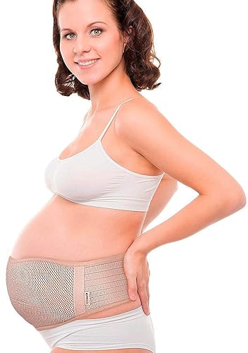AZMED Maternity Belt, Breathable Abdominal Binder, Back Support, One Size, Beige