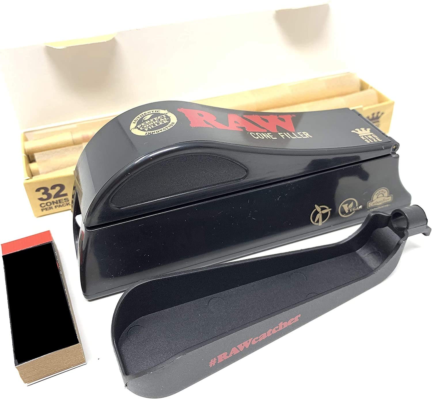 Reds Exclusive Tips Combo RAW King Size Cone Filler - Extra Fine Original 32pcs Cones - RAW Catcher
