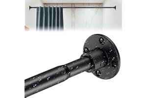 CALCHELE Black Shower Curtain Rod 29 to 64 Inch,1 Inch Diameter Adjustable Stainless Steel Curtain Rod for bathroom Closet Windows(1 Pack)