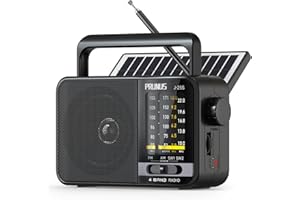 PRUNUS J-25S AM FM Radio Portable with Loud Speaker, USB-C/Solar Rechargeable Radio, Transistor Radios with Excellent Reception, Large Knob Easy to Use, for Seniors, Radios Portable AM FM