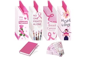 ERTIUANIO 60PCS Breast Cancer Awareness Bulk Items Book Marks - Pink Ribbon Breast Cancer Awareness Accessories Book Marks - Book Mark for Breast Cancer Charity, Office, Fundraiser Events