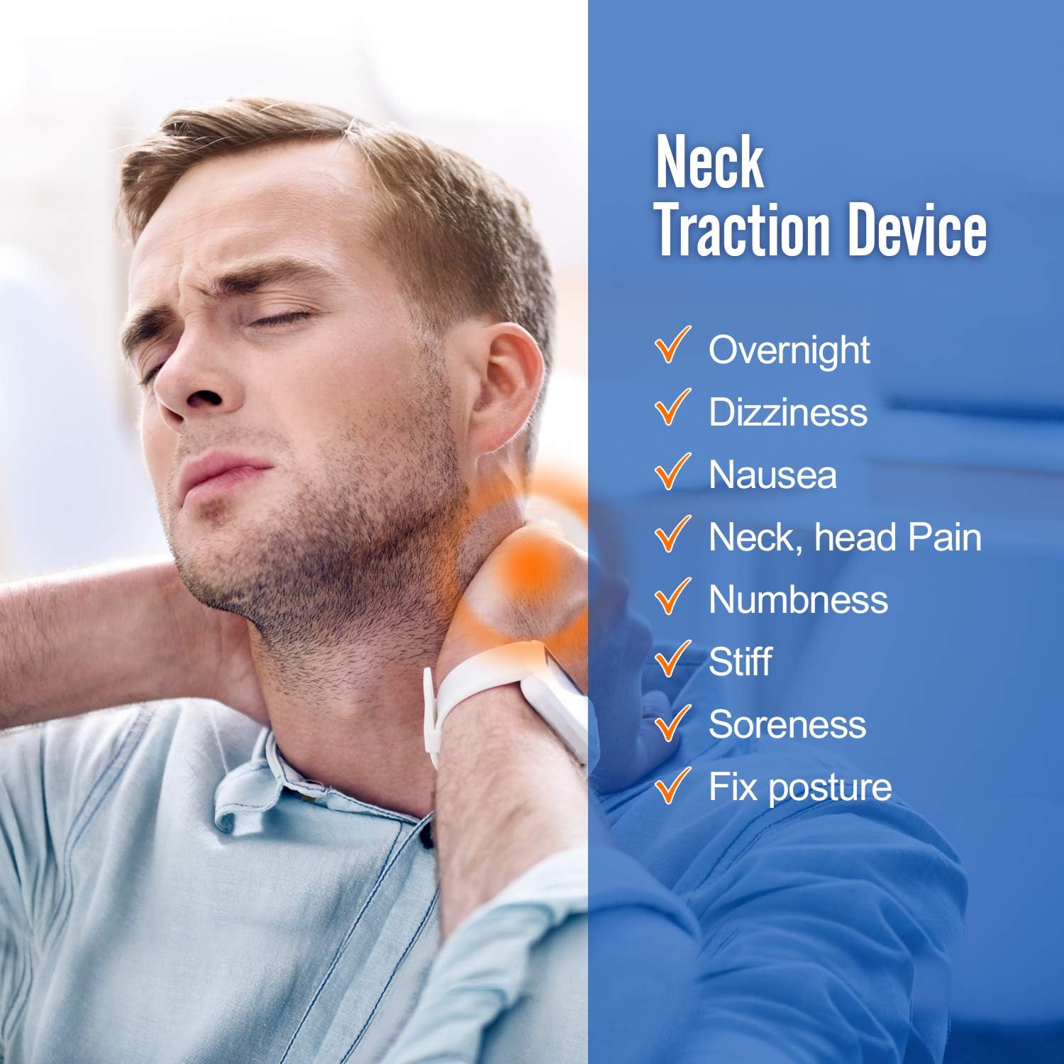 Neck Traction Ohuhu Neck Cervical Traction Collar Device for Neck and Back Pain Relief, Inflatable Spine Alignment Pillow, Grey Father's Day Gift: Health & Personal Care
