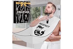 LONGESISM Beard Bib Men Shaving Gifts: Cool Gadgets Stocking Stuffers for Husband Him Boyfriend Dad Christmas Birthday Fathers Day Ideas, Trimming Hair Apron Trimmer Catcher Cape for Sink Trim Shave Accessories