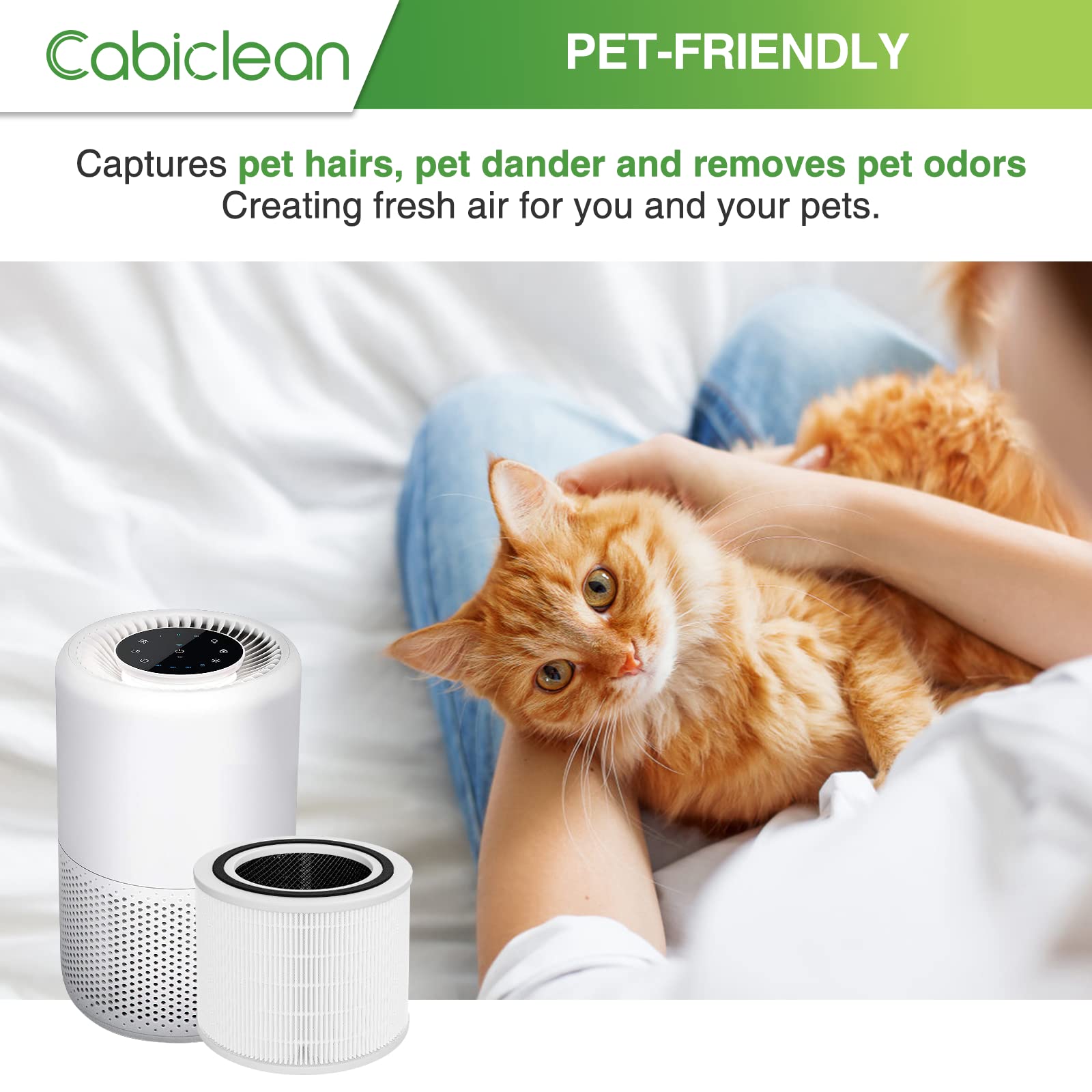 Cabiclean 2 Pack Core 200S Replacement Filter, Compatible with LEVOIT Core 200S Smart WiFi Air Purifier, 3 Stages Ture HEPA Filter, Compare Part# Core 200S-RF, Core 200S-P