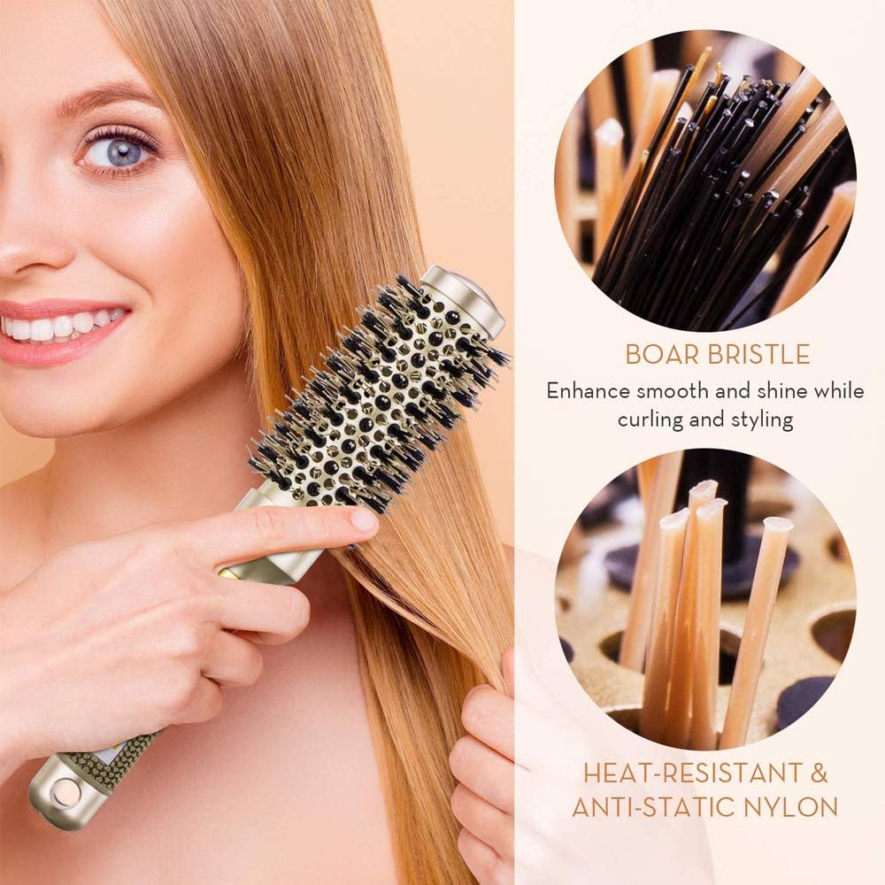 TEEROVA Ceramic & Ionic Round Barrel Hair Brush with Boar Bristle - Image 5