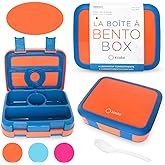 kinsho Bento Lunch Box for Kids Toddlers Boys, 5 Portion Sections Secure Lid, Microwave Safe BPA Free Removable Tray, Pre-School Kid Daycare Lunches Snack Container Ages 3 to 5, Blue Orange