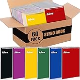 Fainne 60 Pcs Spiral Steno Pads Bulk 6 x 9 Inches Legal Pad Top Spiral Bound Notebook 50 Sheets Double Sided Ruled Memo Steno Pad Assorted Color Covers Note Pads for Business Office University College