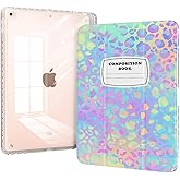 Piznernico Case for iPad 9th Generation 2021/iPad 8th/7th Generation 2020/2019 10.2 Inch Case with Pencil Holder, Trifold Stand Slim Shockproof Clear Back Cover, Auto Wake/Sleep, Composition Book