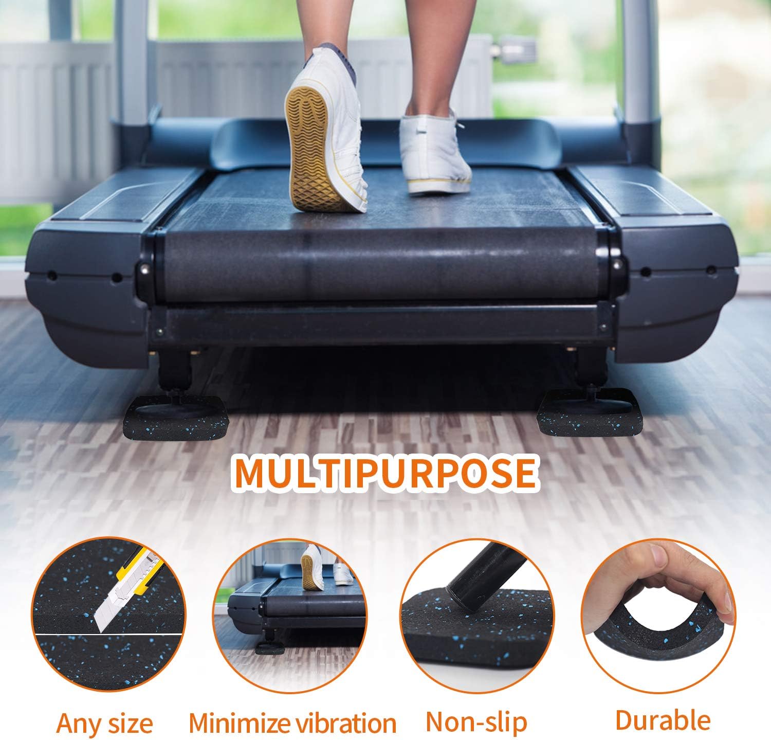 Best brose Treadmill Mat Exercise Equipment Mat for Carpet and Floor Protection- High-Density Rubber Noise Reduction Sound Isolation Cushion Pad (3.94 X 3.94 X 0.5 inch) (8PCS) : Sports & Outdoors