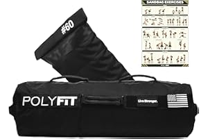Polyfit Sandbag Pro - Workout Sandbag with Triple Closure Filler Bag and Reinforced Nylon Webbing - Black - 60LB