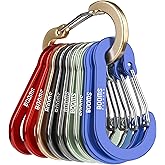 Booms Fishing CC5 Multi-Use Carabiner Clips, 10 Pack 2.3"/ 3.1" Caribeener Clips, Mini Keychain Caribeaner Clip, Aluminum D Ring Carabiners