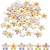 Heiolox 60 PCS Resin Hawaiian Flowers Charms,Flatback Charms for Jewelry Making Scrapbooking Embellishments Hairpins Hair Costume DIY Craft Accessories