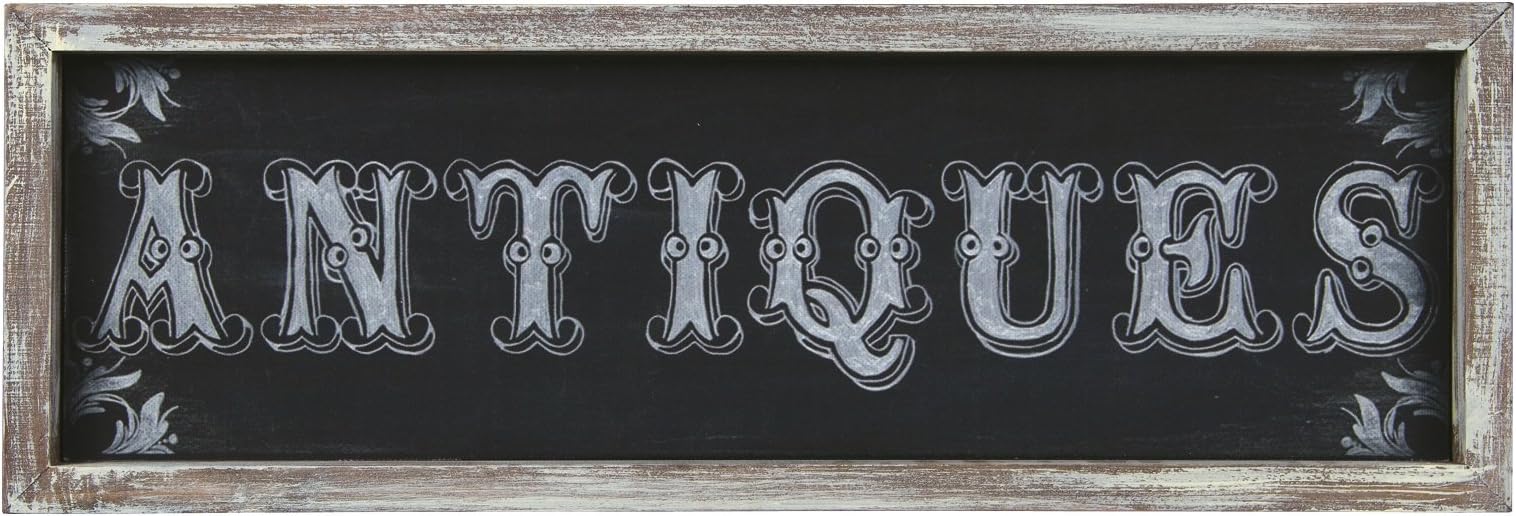 OHIO WHOLESALE Framed Chalk Art Antiques Lettered Sign 18 Inch Wood Wall Décor