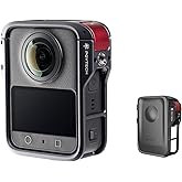 PGYTECH Camera Cage for DJI OSMO 360, Durable Aluminum Alloy Protective Case with Quick Release Knob, Built-in Cold Shoe Mounts and 1/4" Threads, Silicone Lens Cover Action Camera Frame