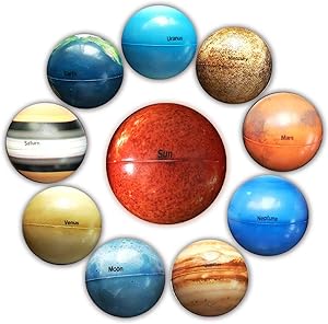 SELMUEL Solar System Stress Ball for Kids and Adult 10 Piece, with mesh Storing Bag, Anti Stress Solar Planets Balls