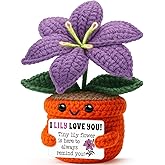 Sensi Blue Unique Handmade Crochet Lily Flower Gift,Cute Desk Decoration for Mom Grandma Sister Friend Coworker Teacher Nurse