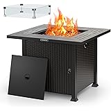 32" Propane Gas Fire Pit Table 50,000 BTU with Glass Wind Guard, 2021 Upgrade, SNAN Auto-Ignition CSA Certification Outdoor C