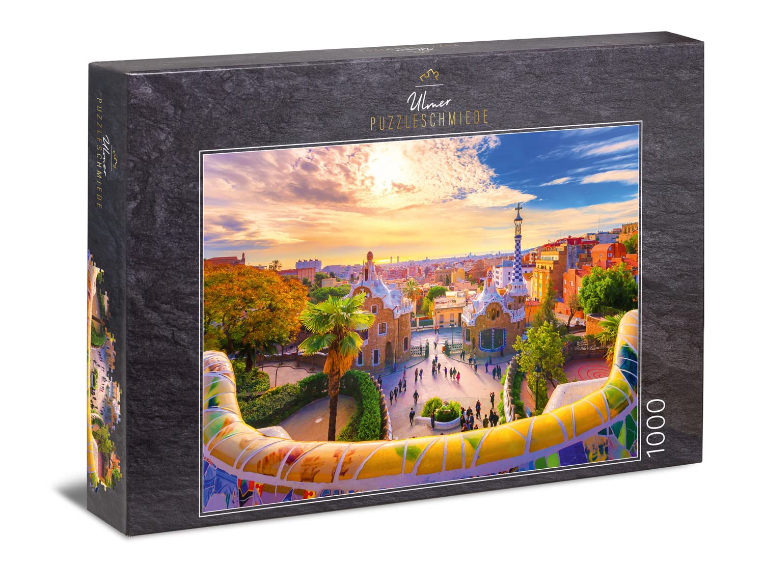 Ulmer Puzzleschmiede - Puzzle "Park Güell Barcelona" - Classic 1000 Piece Jigsaw Puzzle - Antoni Gaudi in Barcelona, Spain - Premium Puzzle Quality Made in Germany