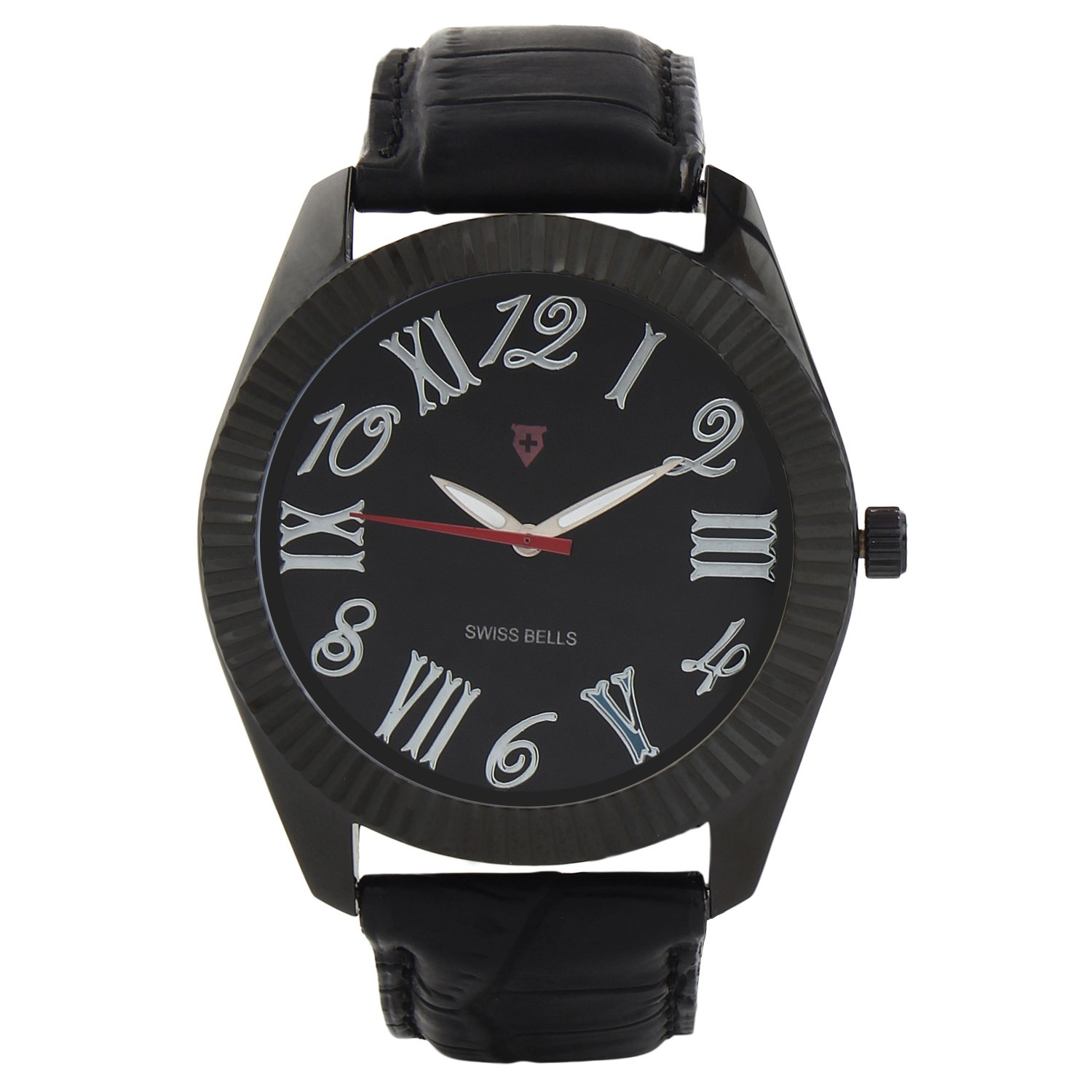 svviss bells&trade; stylish black dial black watch ta-608blkdblkstrap