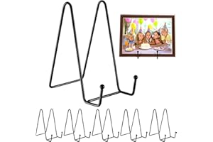 SAGEME Plate Display Stands 6 Packs, Plate Holders for Display Metal Black Frame Stand for Book,Picture,Photo Easel, Platter,Collectibles,Tabletop Art (8 Inch)