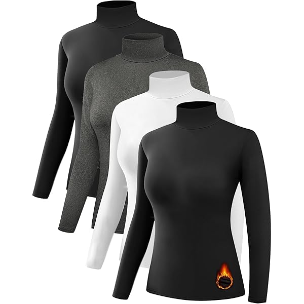 Dalavch 4 Pack Women's Thermal Shirts, Women Fleece Lined