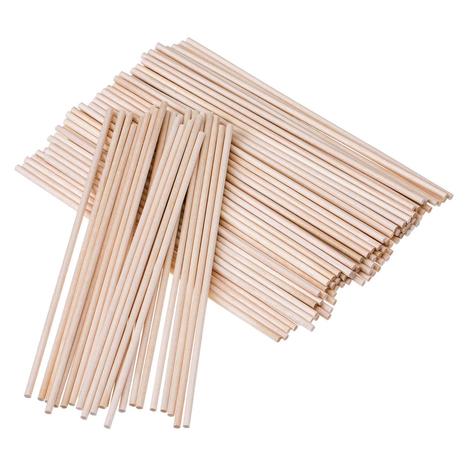 BOSSTER Woodcraft Sticks 100 pieces Wood Dowel Rods 15 * 0.5cm Lollipop Sticks for Craft Projects Making Building Woodcraft Woodworking