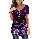 Ulovmi Plus Size Womens Tunic Tops To Wear With Leggings Summer Short Sleeve