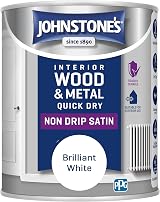 Johnstone's Wood & Metal Paint Satin Brilliant White 750ml Water Based Non Drip
