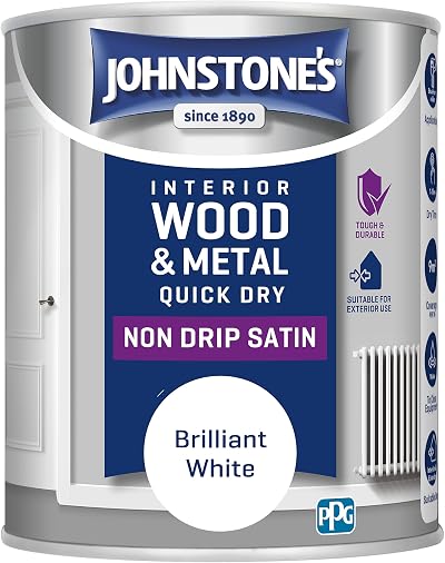 Johnstone's Wood & Metal Paint Satin Brilliant White 750ml Water Based Non Drip