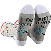 PXTIDY 2 Pairs Crafting Socks Craft Lover Gift Crafter Socks Crafter Mom Gift