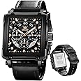 OLEVS Watches for Men Quartz Chronograph Leather Fashion Dress Watch Date Waterproof Luminous Casual Square Business Wrist Watches …
