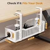 Cinati Under Desk Cable Management Tray White No Drill Clamp Wire Organizer view 6