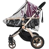 Baby Stroller Rain Cover Transparent PVC with Zipper Window Suitable for General Umbrella Strollers