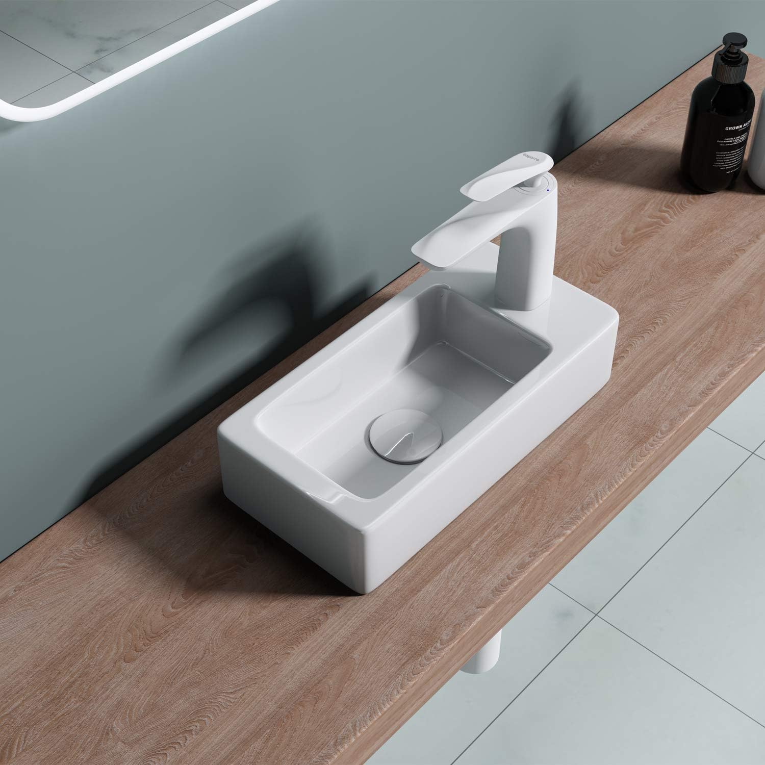 Durovin Bathrooms Mini Ceramic Basin, Glossy White, 370 x 180 x 90mm (WxDxH) - Image 3