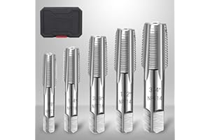 SQLMLZ 5-Piece National Pipe Thread Tap Set (1/8"-3/4" NPT) - Precision Carbon Steel Thread Forming Tools with Case for Clean