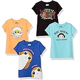 Amazon Essentials Disney | Marvel | Star Wars | Frozen | Princess Girls and Toddlers' Short-Sleeve T-Shirts, Multipacks
