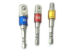PANOVO (3Pcs) Power Hand Tools Sockets Adapter sets, Hex Square Nuts Driver Drill Impact Socket Extension Bit Adapter Socket Wrench Adapter Set 1/4" 3/8" 1/2" drive.