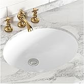 SmartSylva Undermount Bathroom Sink Oval, 15.25” x 12” (Interior Size) Oval Porcelain Ceramic Undermount Bathroom Vanity Vess