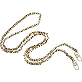 PATIKIL 55 Inch Purse Chain Strap, Leather Metal Chain Strap Replacement Chain for Bag Shoulder Crossbody Clutch Handbags, Coffee/Gold