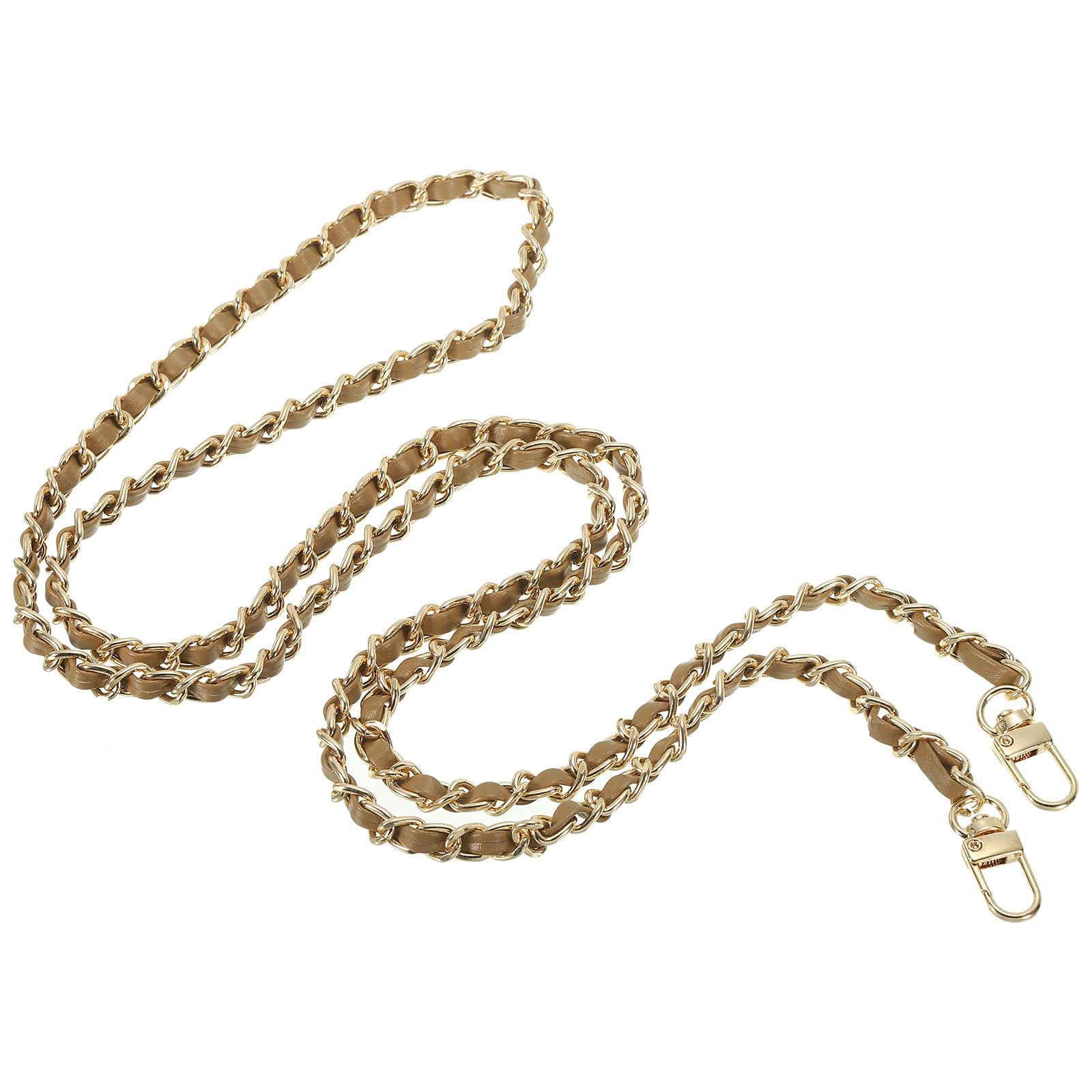 PATIKIL 55 Inch Purse Chain Strap, Leather Metal Chain Strap Replacement Chain for Bag Shoulder Crossbody Clutch Handbags, Coffee/Gold