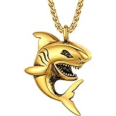 PROSTEEL Stainless Steel Shark/Octopus/Wolf Tooth Necklace for Men Women, Black/Gold/Silver Tone, Punk Rock Necklace, 22inch-24inch Adjustable, Come with Box