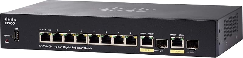 Cisco SG250-10P-K9-EU 10-Port Gigabit PoE Managed Switch