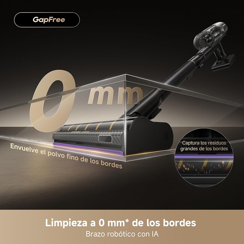 Aspirador sem fios V20 Pro-A, Limpeza de Bordas a 0 mm, Sem Emaranhados, Limpeza de Pavimentos Duros e Carpetes, Sucção 24000 PA/210 AW, Autonomia Máxima de 90 min, Limpeza de Pelos de Animais