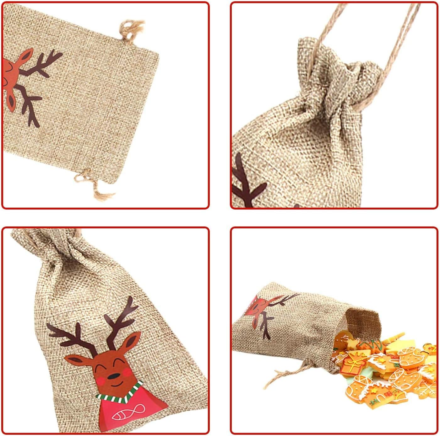 LOKIPA Christmas Jute Burlap Bags,24 Xmas Jute Linen Burlap Drawstring Gift Treat Candy Bag for Xmas Favors - Image 5