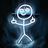 Smile Middle Finger Neon Sign Funny Doodle LED Light Sign Personalized for Girl Woman Friends Brother USB Power/Dimmable Switch “13.7x8.6” Neon Lamp Long Distance Friendship LED Sign