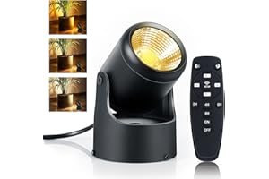 KANDICYAR LED Spot Lights Indoor, 7W 120V Uplighting Indoor with Remote Control Dimmable ＆ Timer, 3CCT Floor Spot Lights Stick on Wall Light, Accent Spotlights for Plants Pictures Artwork Home Decoration