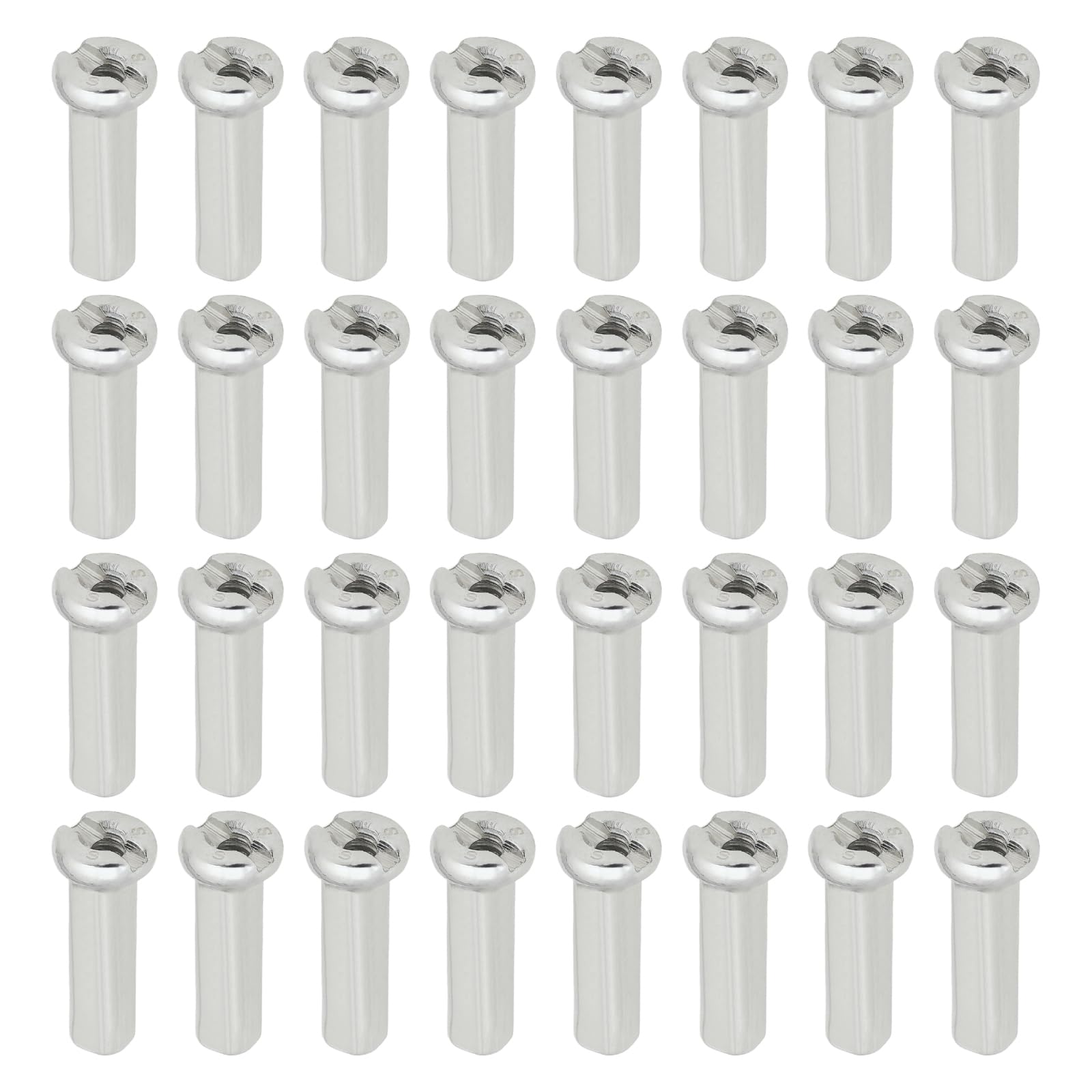 ECSiNG 100Pcs Bicycle Spoke Nipples Fit for 14G / 2mm Dia Spoke Mountain Road Bike Silver Steel 14mm Long Cycling Replacement Accessories