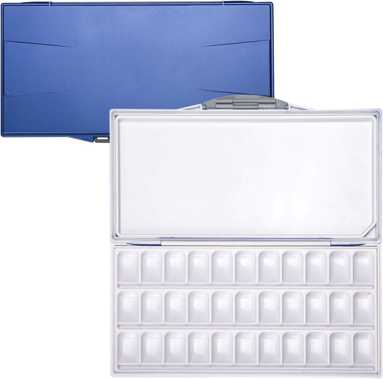 MEEDEN Airtight Leak-Proof Watercolor Palette - Peel-Off Palette Foldable Travel Paint Palette Box with 33-Well & A Large Mixing Tray for Watercolor, Gouache & Acrylic Paint, Blue Case