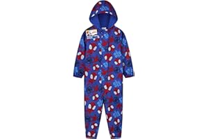 Marvel Spidey Puddle Suit Boys Hooded Water Resistant Overalls Fleece Lining Rain Suit